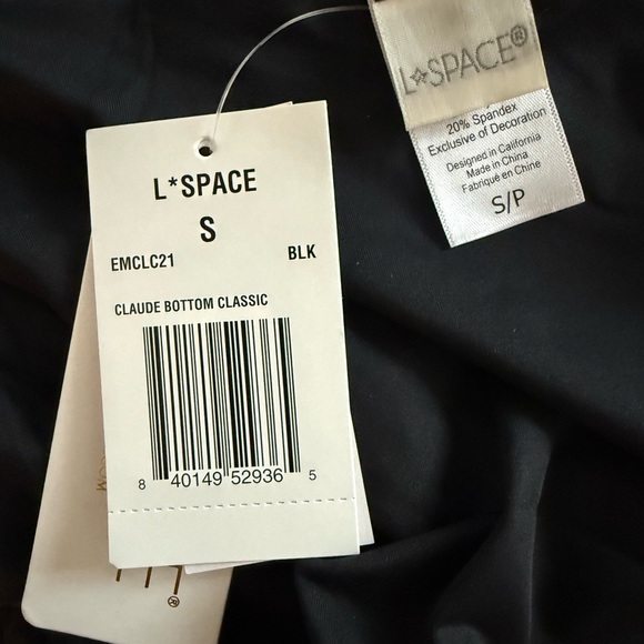 L*Space Claude Classic Black Floral Accent Bikini Swim Bottom NWT Size S - Picture 7 of 8